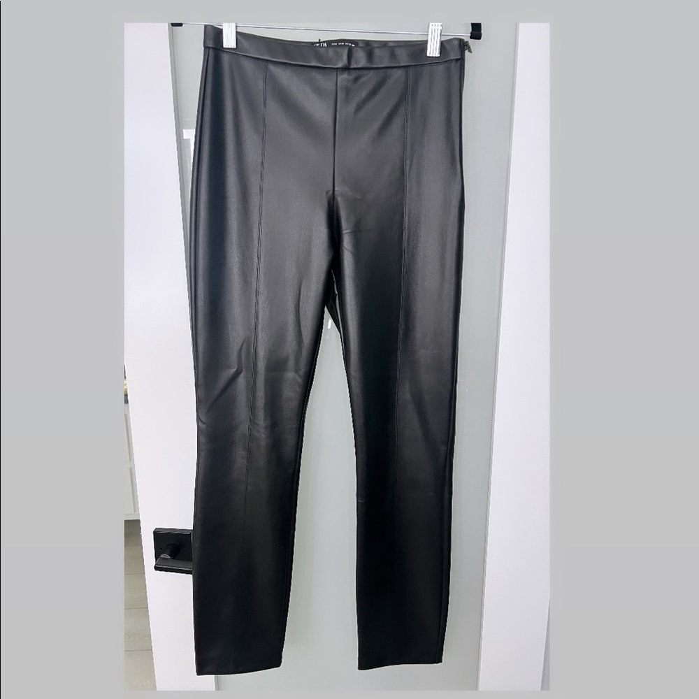 ZARA Faux leather High Waisted leggings.